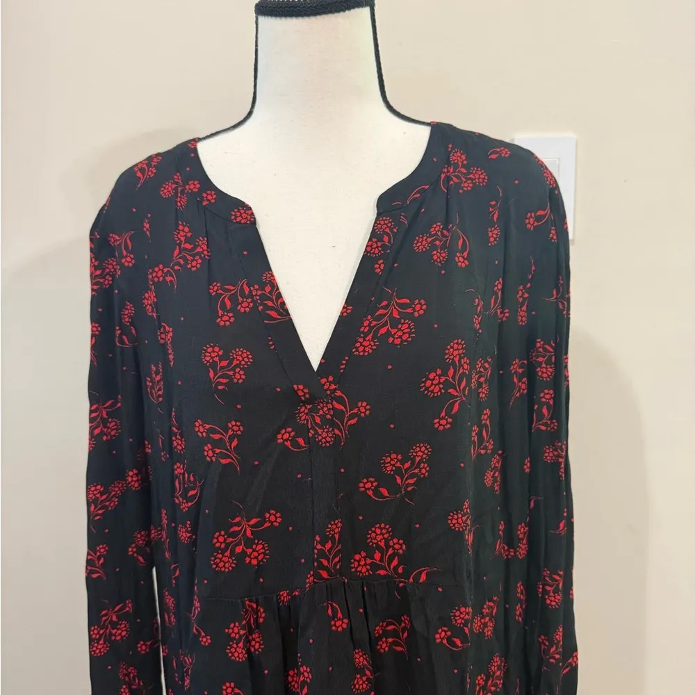 LOFT Black and Red Bishop Sleeve Sundress - Image 8