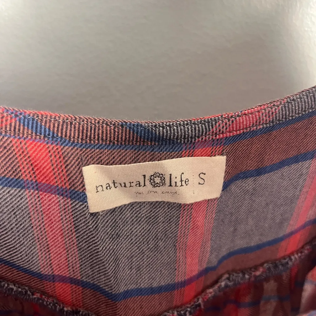 Natural life Gigi plaid babydoll spaghetti strap mini dress size small - Image 3