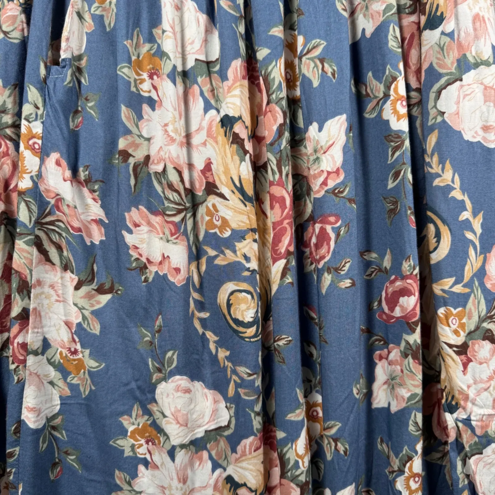 Elliott Lauren Skirt Floral Maxi Midi Print Cottagecore Prairie Flowy Boho Blue Size 6 - Image 4