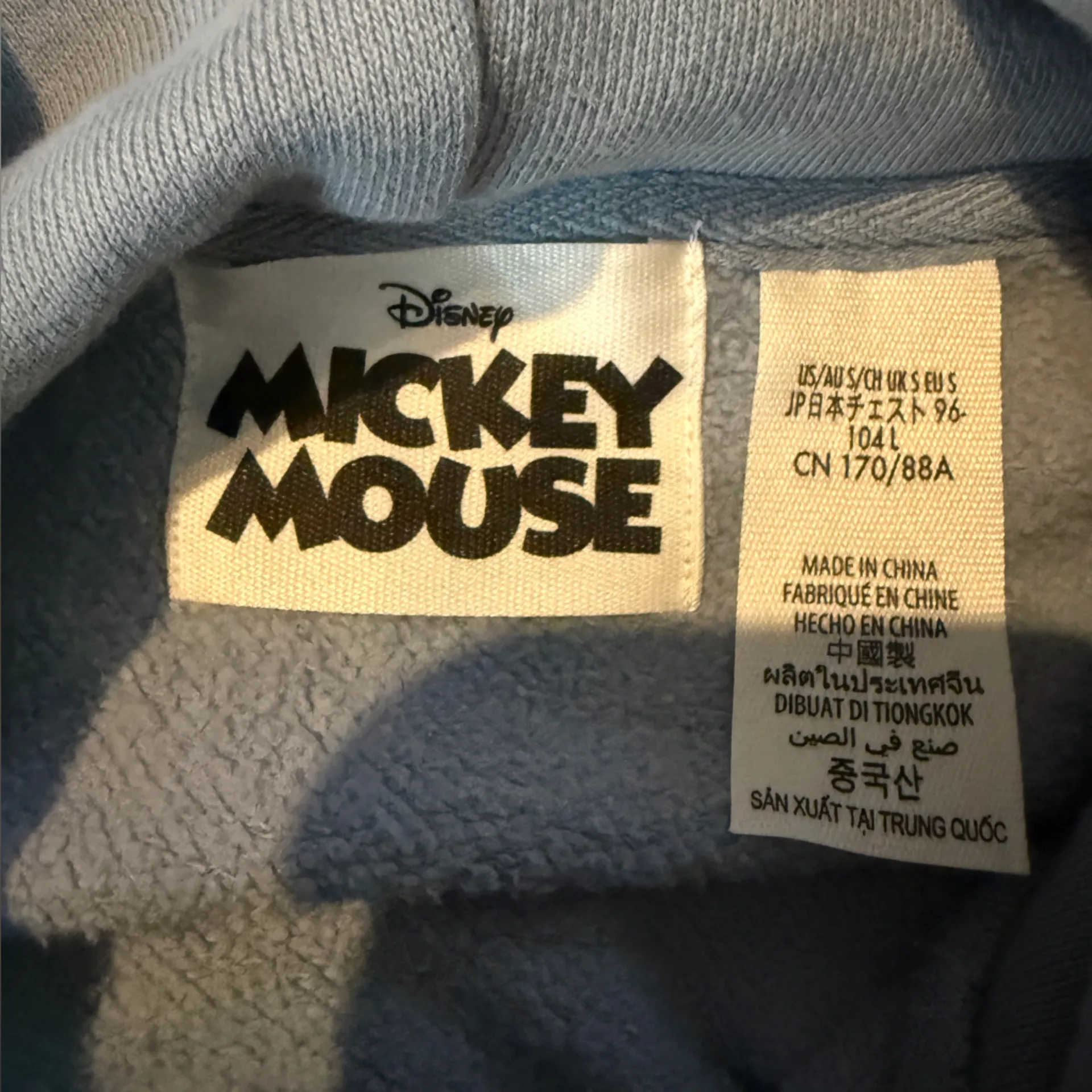 Disney Mickey Mouse Hoodie Women’s Size Small‎ Blue Pullover Sweatshirt - Image 6