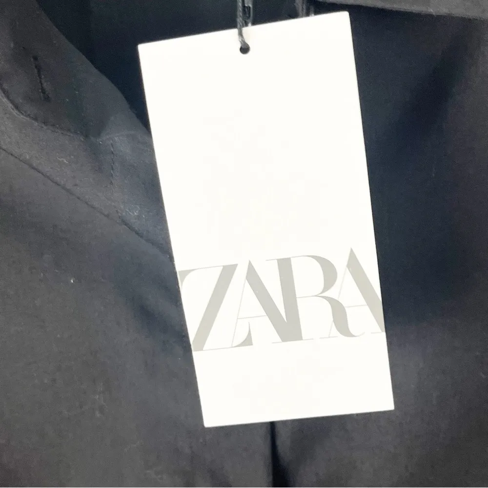 ZARA Black Sheer Long Puffy Sleeves Button Blouse, Size Medium - Image 4