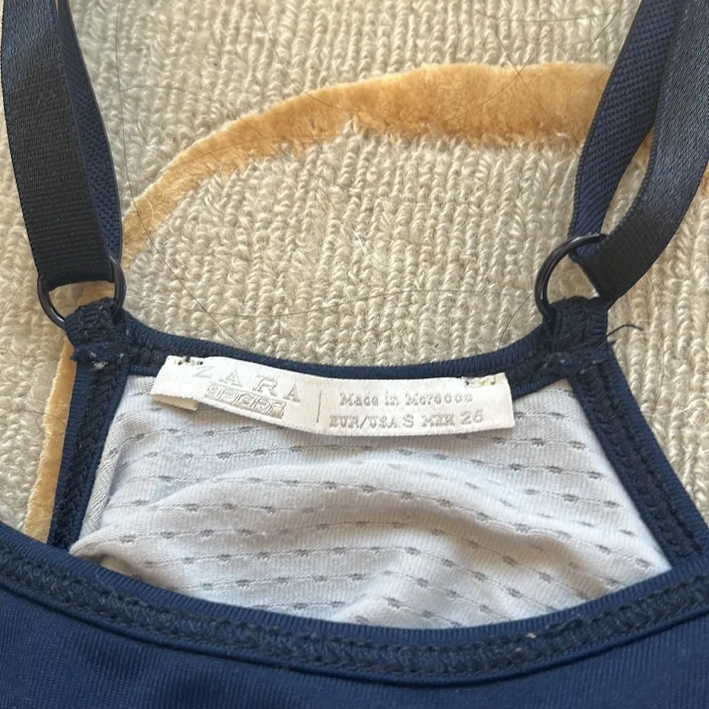 Zara | Sports Athletic Shirt Built in Bra Small Navy Blue - Image 2