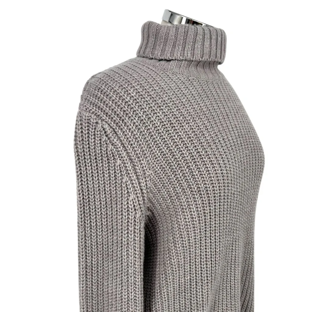Bershka Chunky Turtleneck Sweater Gray Size Medium - Image 5