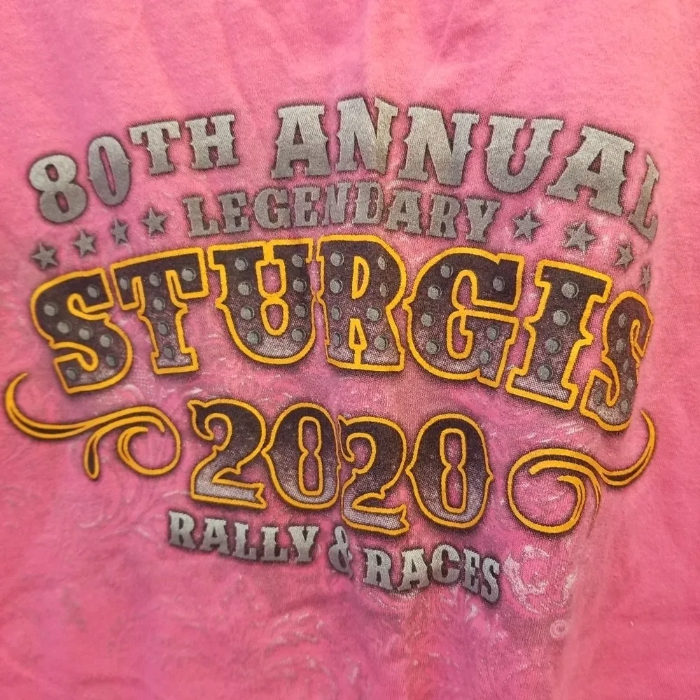 {XL} Sturgis 80th Annual Legendary Rally & Races Tank Top Pink - Image 2