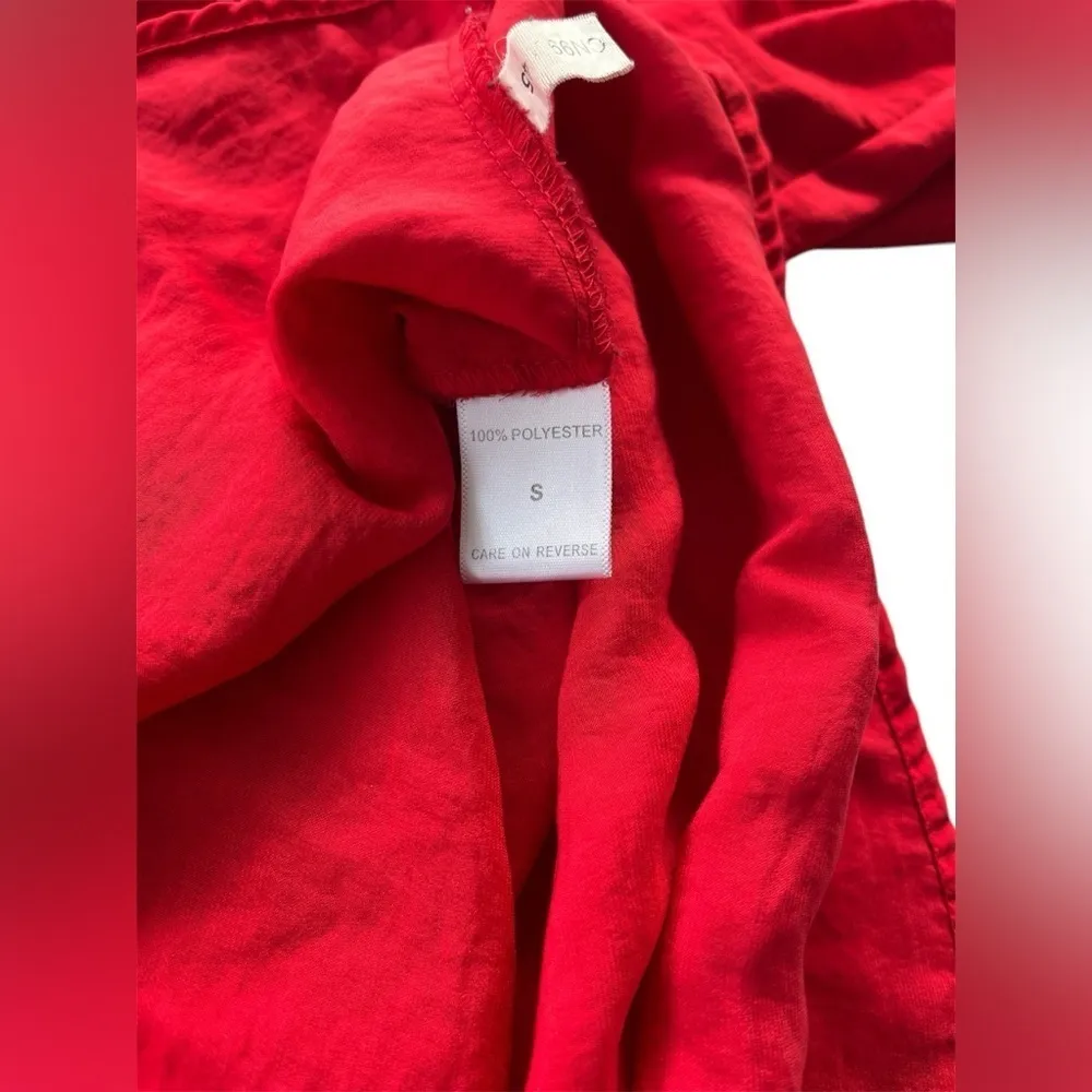 New York & Co Women’s Red Satin Shirt Button‎ Down Dress Blouse Size Small - Image 5