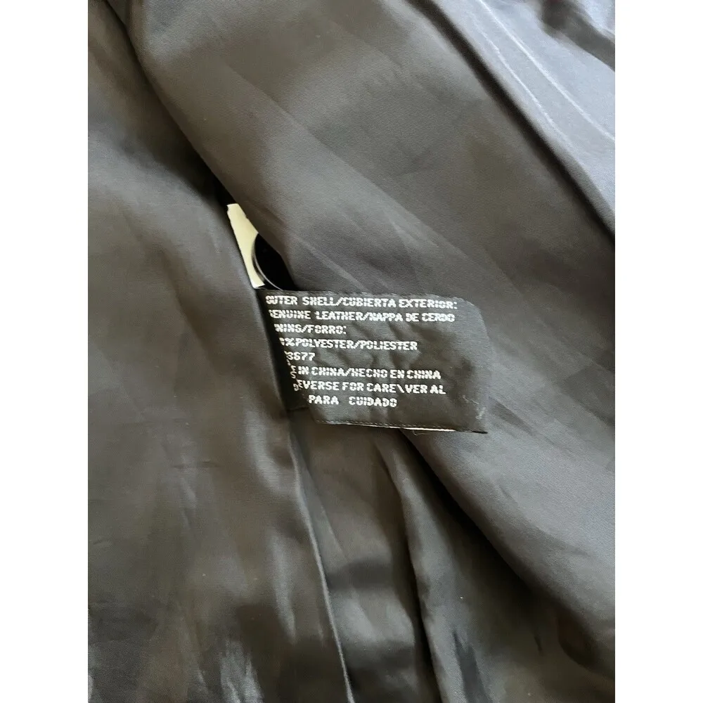 Jacqueline Ferrari Solid Black Leather Jacket Size Large Classic Button Money - Image 10
