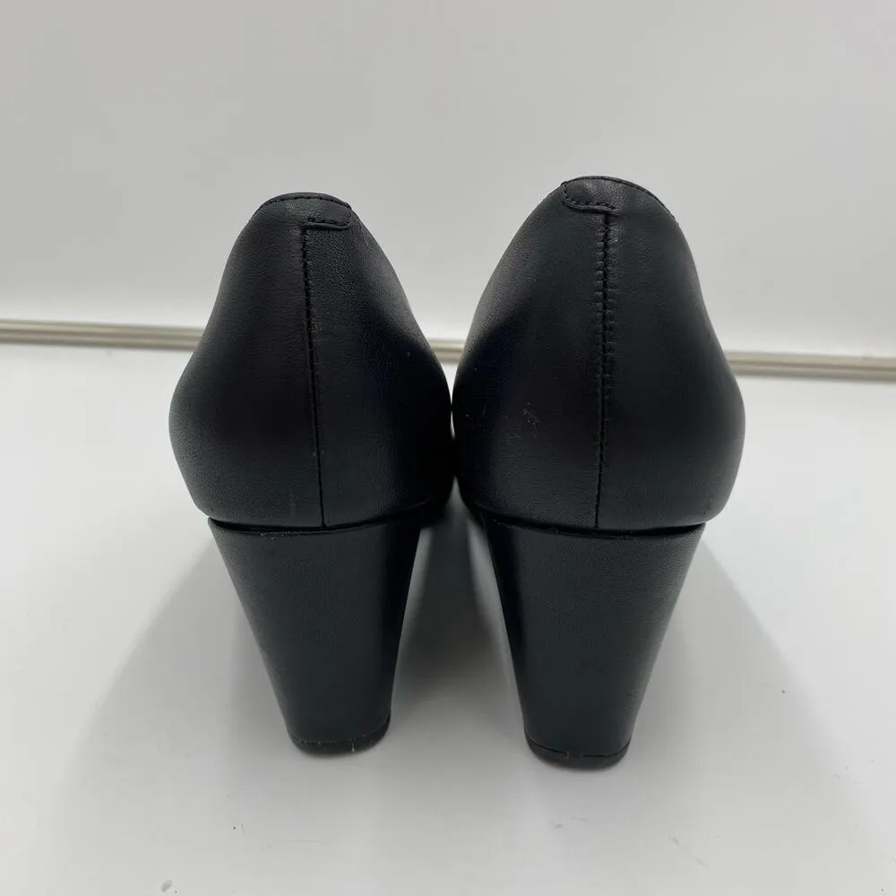 Cole Haan Women Black Leather Waterproof Marta Wedge Heel Size 9B - Image 4