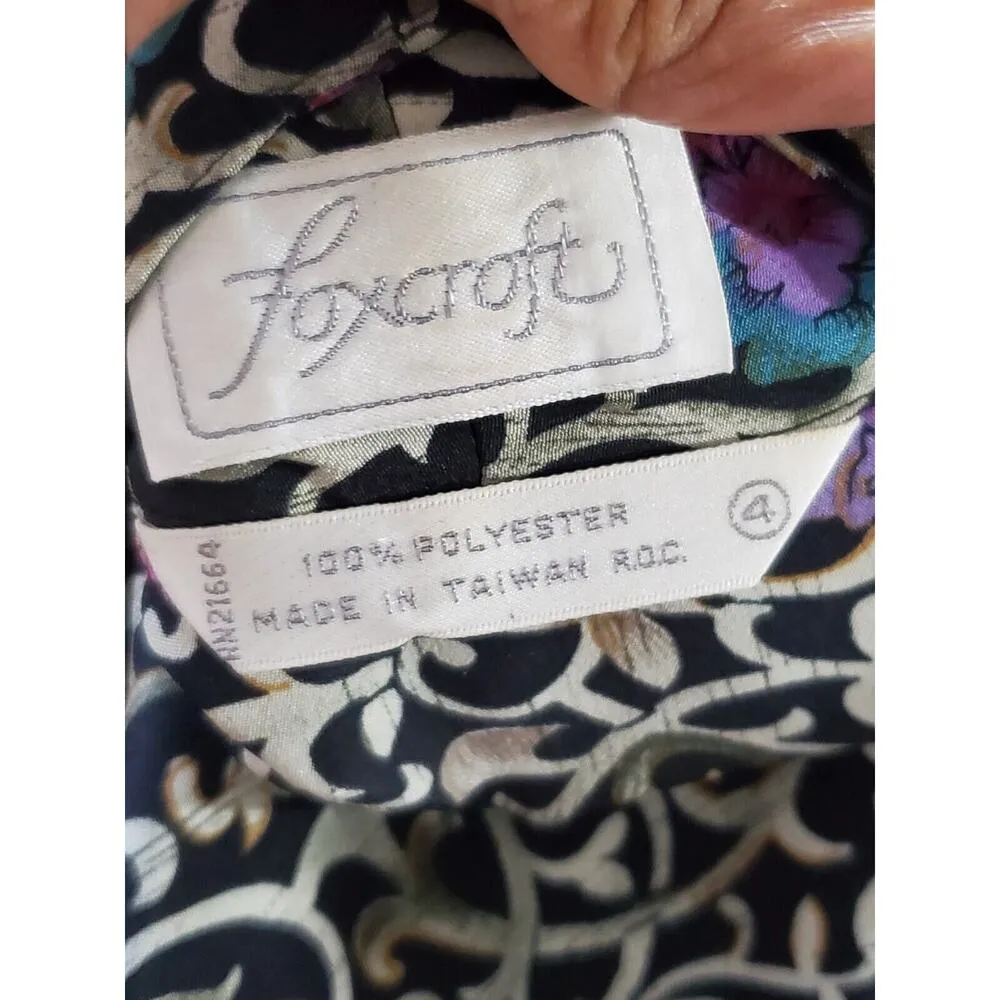 Vintage Fox Croft Floral Polyester Long Sleeve Blazer & Skirt 2 Pc's Suit Size 4 - Image 12