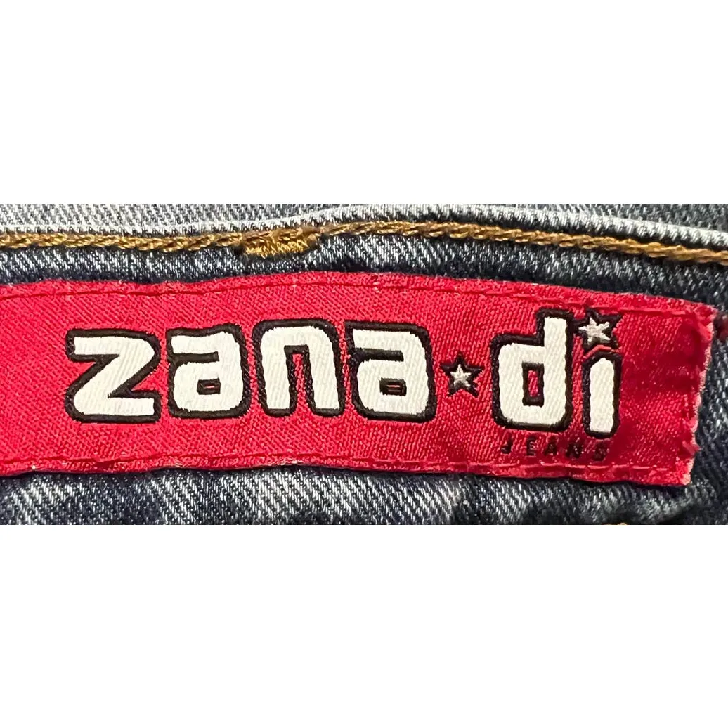 Zana-di Women's Jeans Red Blue Yellow Thread‎ Stars/Heart Flare Leg Size 5 - Image 4
