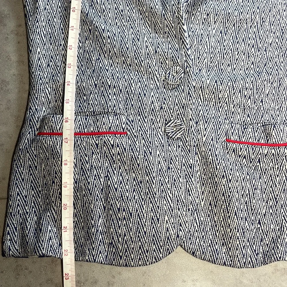 TART Jersey Knit Button Blazer Jacket Mixed Print Blue White Pockets Soft ​Small - Image 13