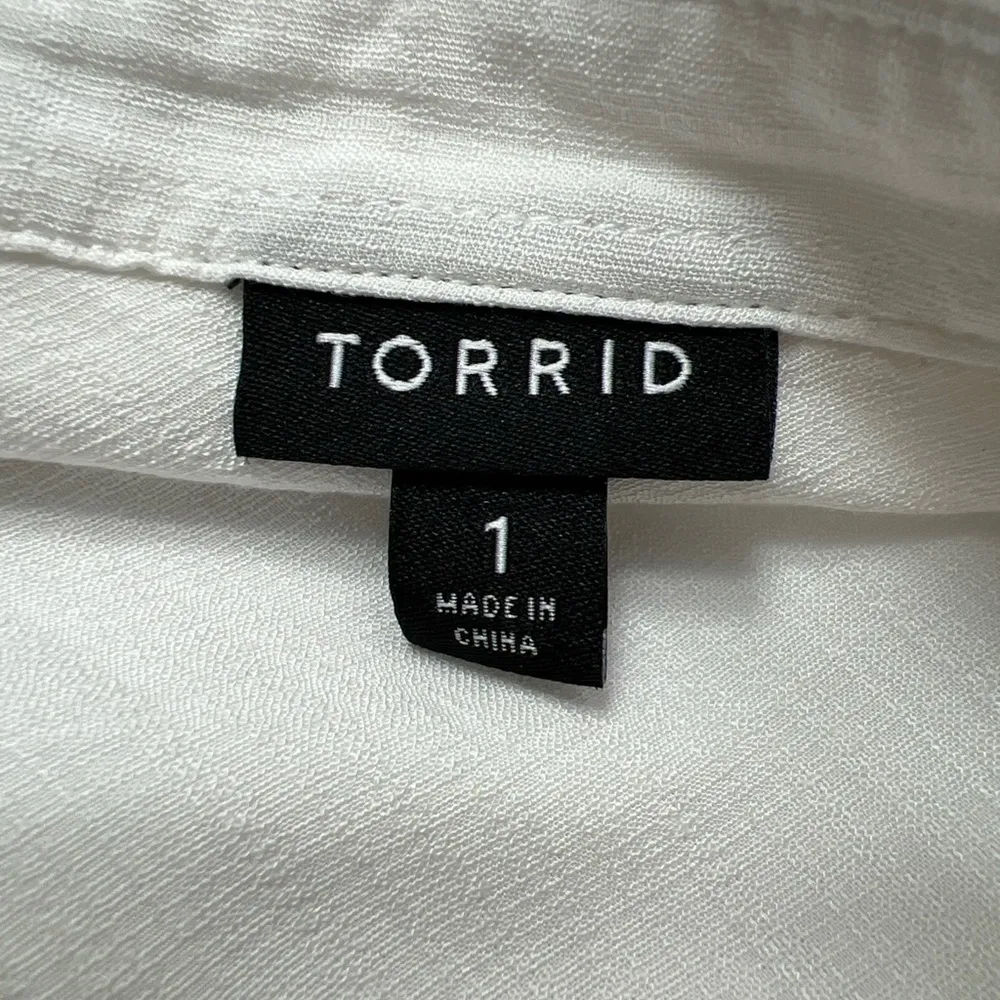 Torrid White Thunderbolt Embroidered Button Up Blouse Shirt‎ - Image 7
