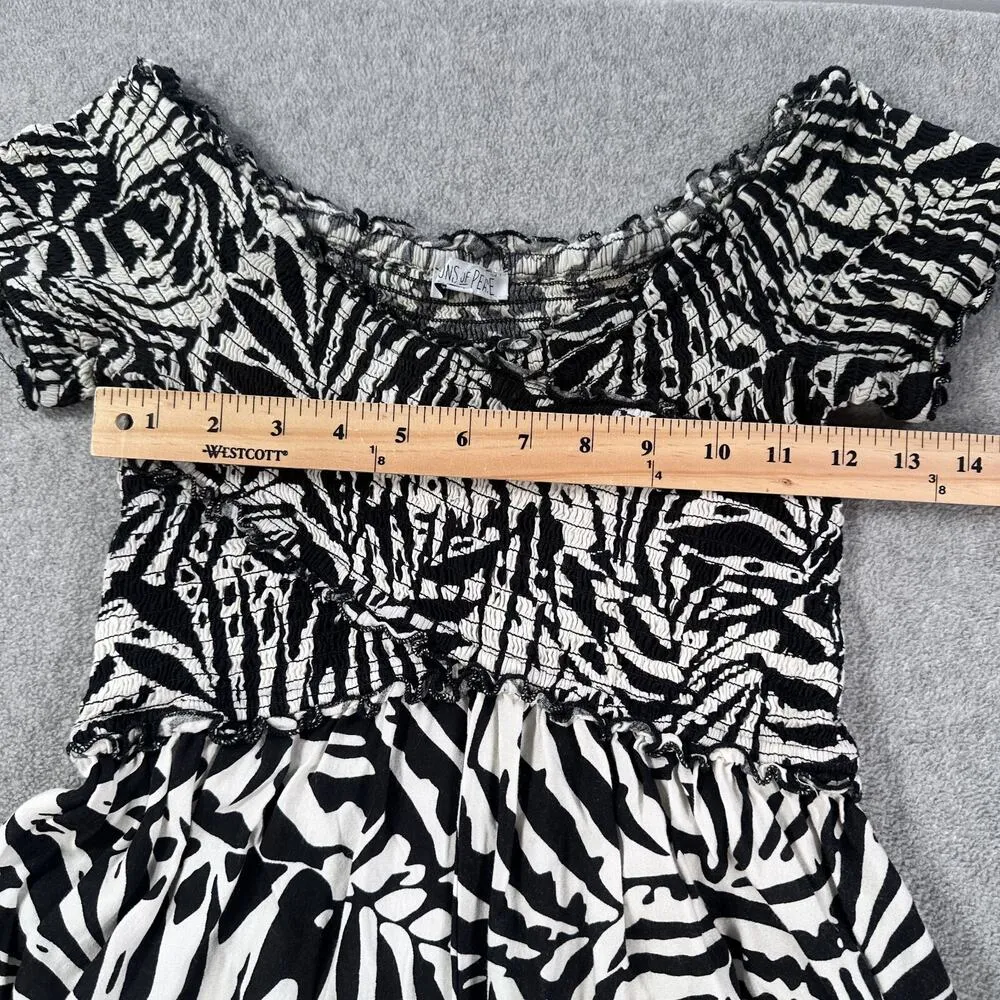 Patrons Of Peace Wide Lege Jumpsuit Women's XS Black/White Cropped Ruffle Boho - Image 5