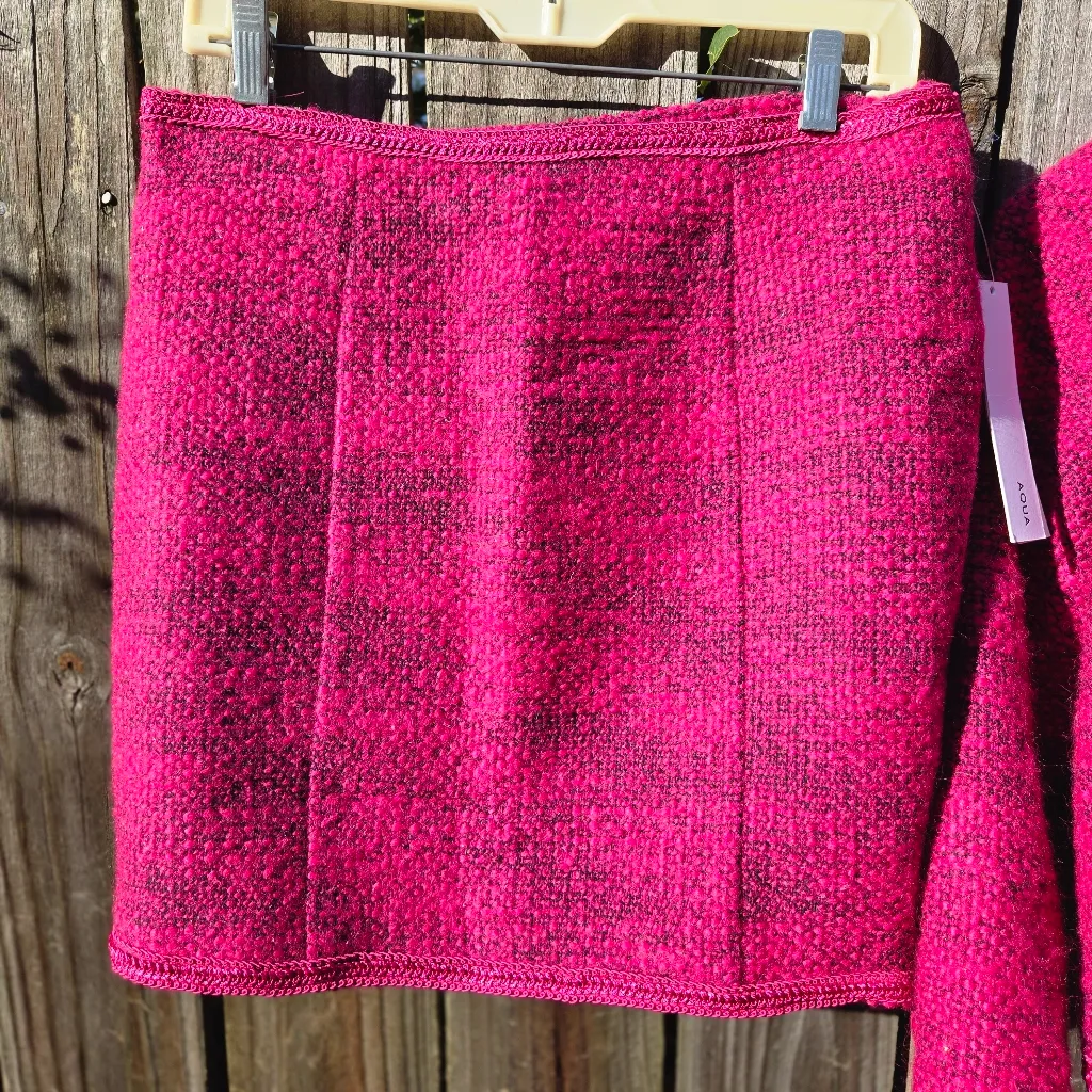 Pink Tweed Skirt Set for Women Spring Autumn New Large 2 Pieces - Image 6