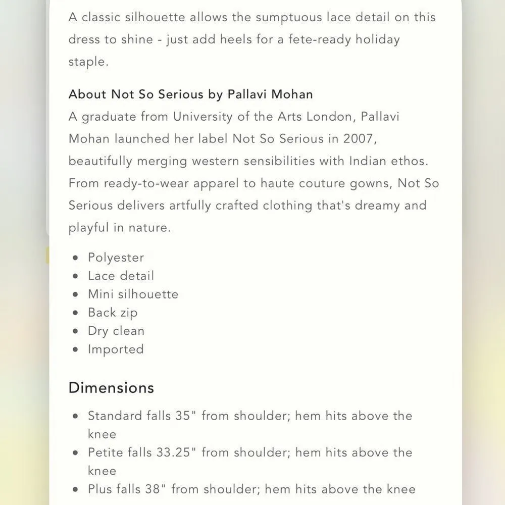 Anthropologie | Not So Serious by Pallavi Mohan Lace Mini Dress Plus Size 16W - Image 6