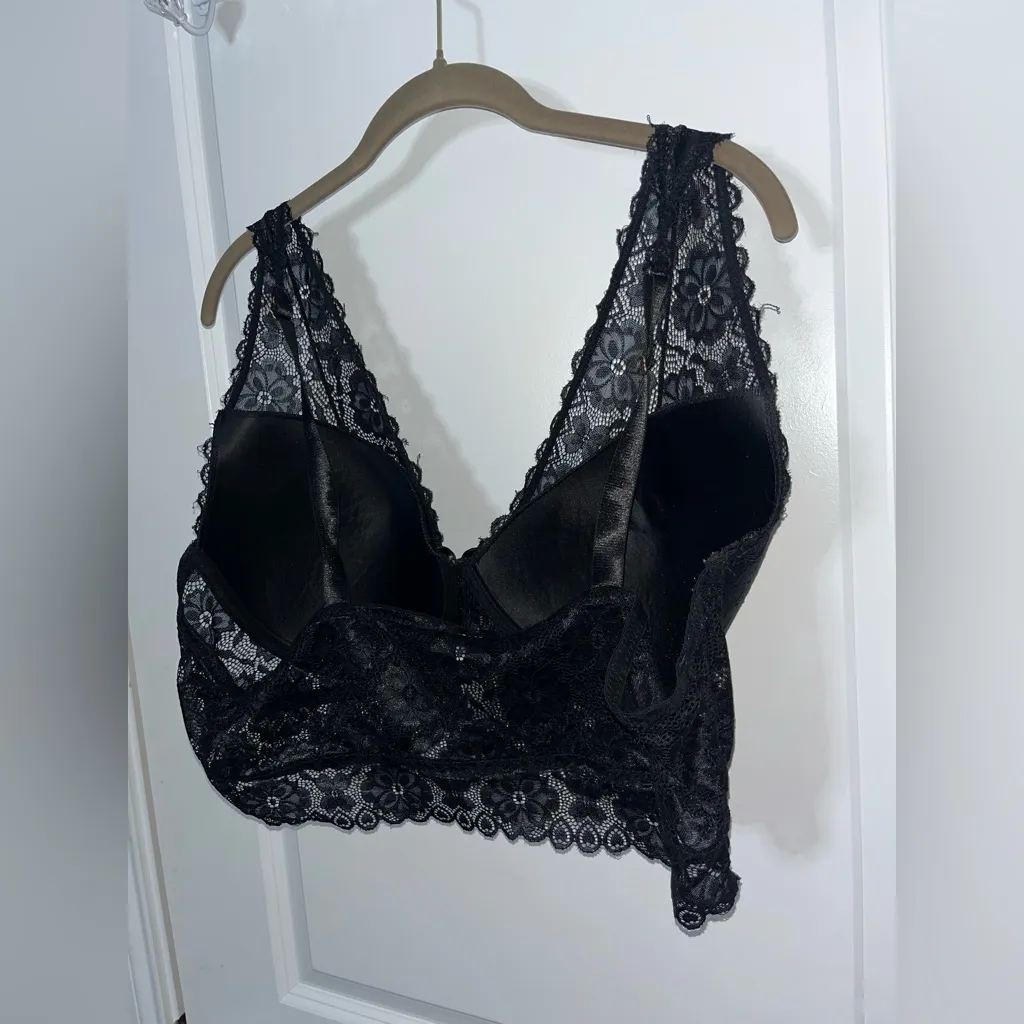 Daisy Fuentes Black Lace Dainty Babydoll Floral Whimsigoth Victorian Bralette 2X - Image 4