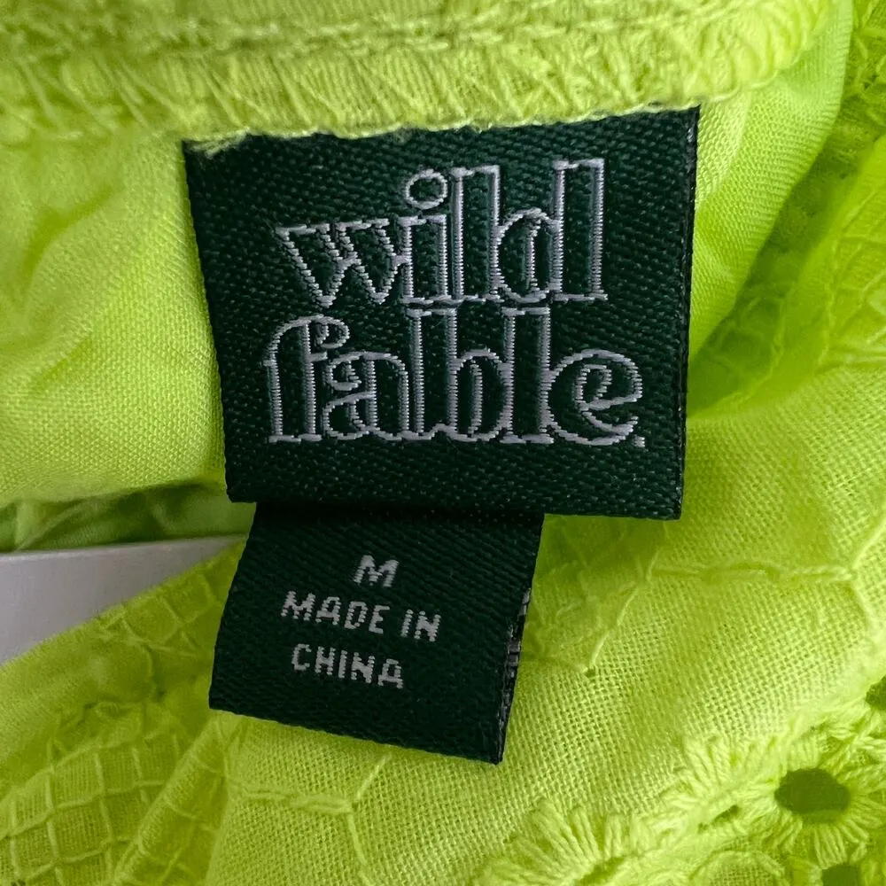 Wild Fable Womens Top Medium Eyelet Cropped Puff Sleeves Dainty Beachy Coquette - Image 2