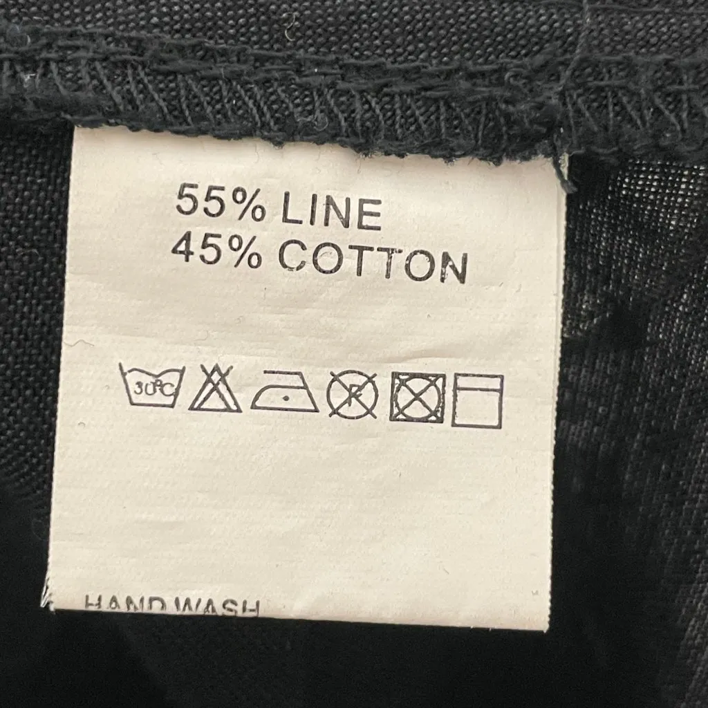 Black Pants Linen Cotton Buckle Waist Size 2 Low Rise Cropped Skater‎ Casual - Image 4