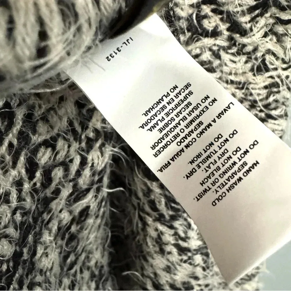 i JEANS BY BUFFALO Black Cream Patterned Open Front Cardigan Sweater Sz Medium - Image 7