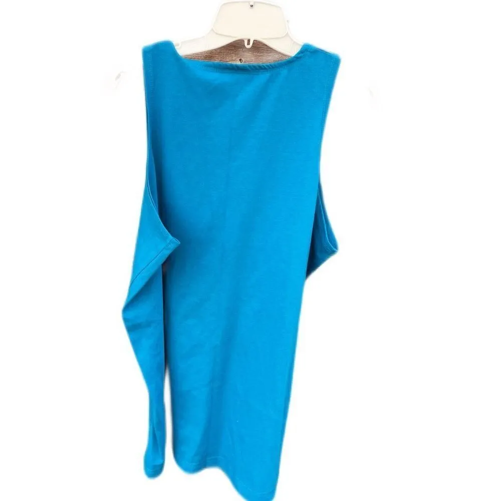 Gitano size Medium oversized long tank top logo front scoop neck Blue - Image 2