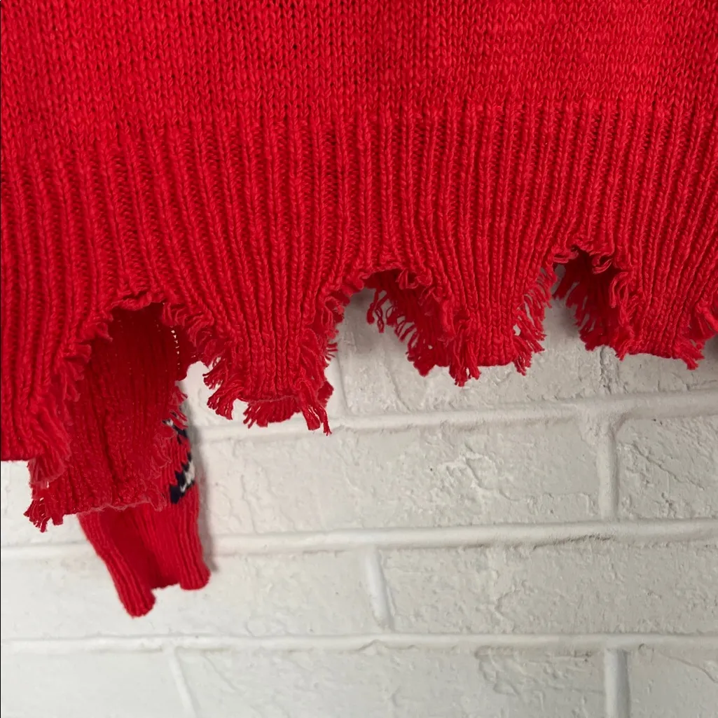 Blank Paige Red Star V-Neck Sweater Size Small - Image 9