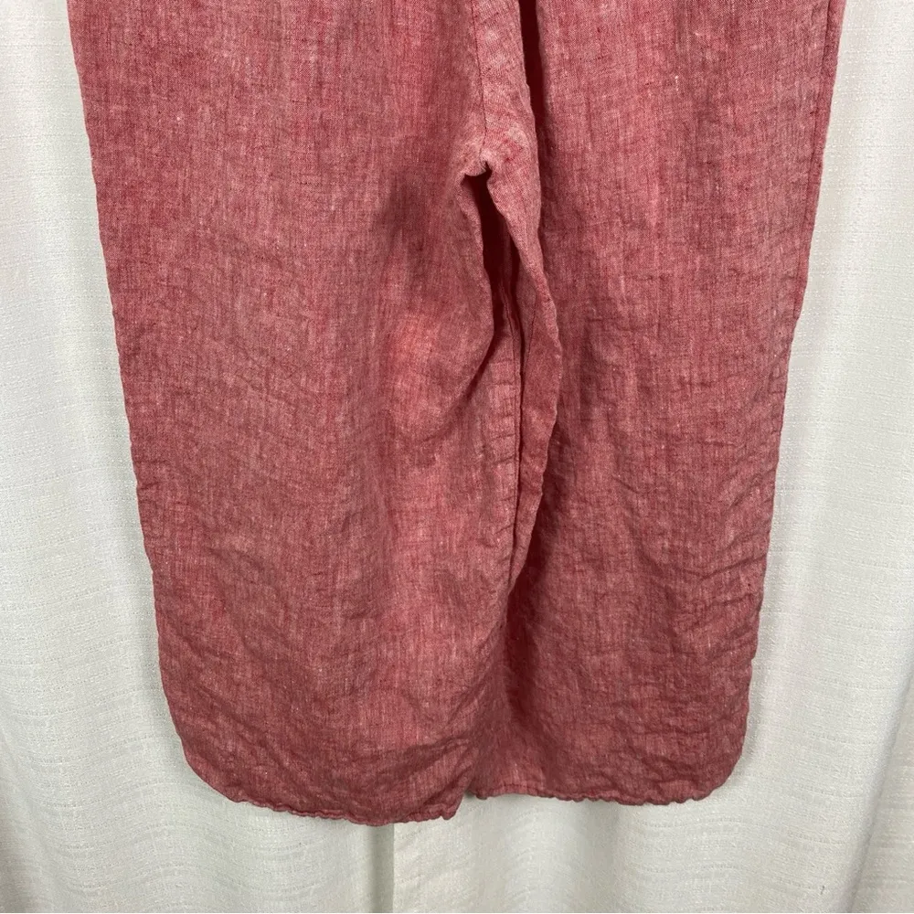 FLAX Red Linen Wide Leg Cropped Pull On Pants Sz.S - Image 10