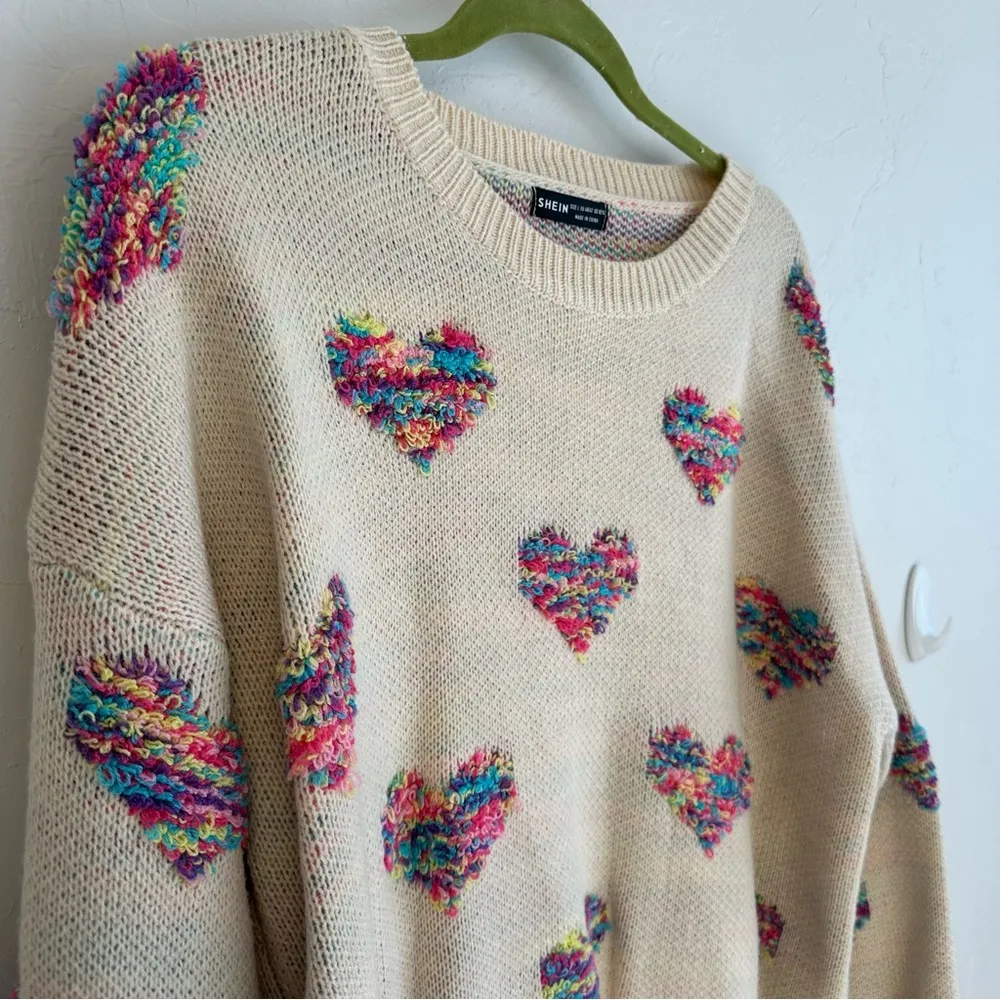 Heart Knit Sweater Size L - Image 4