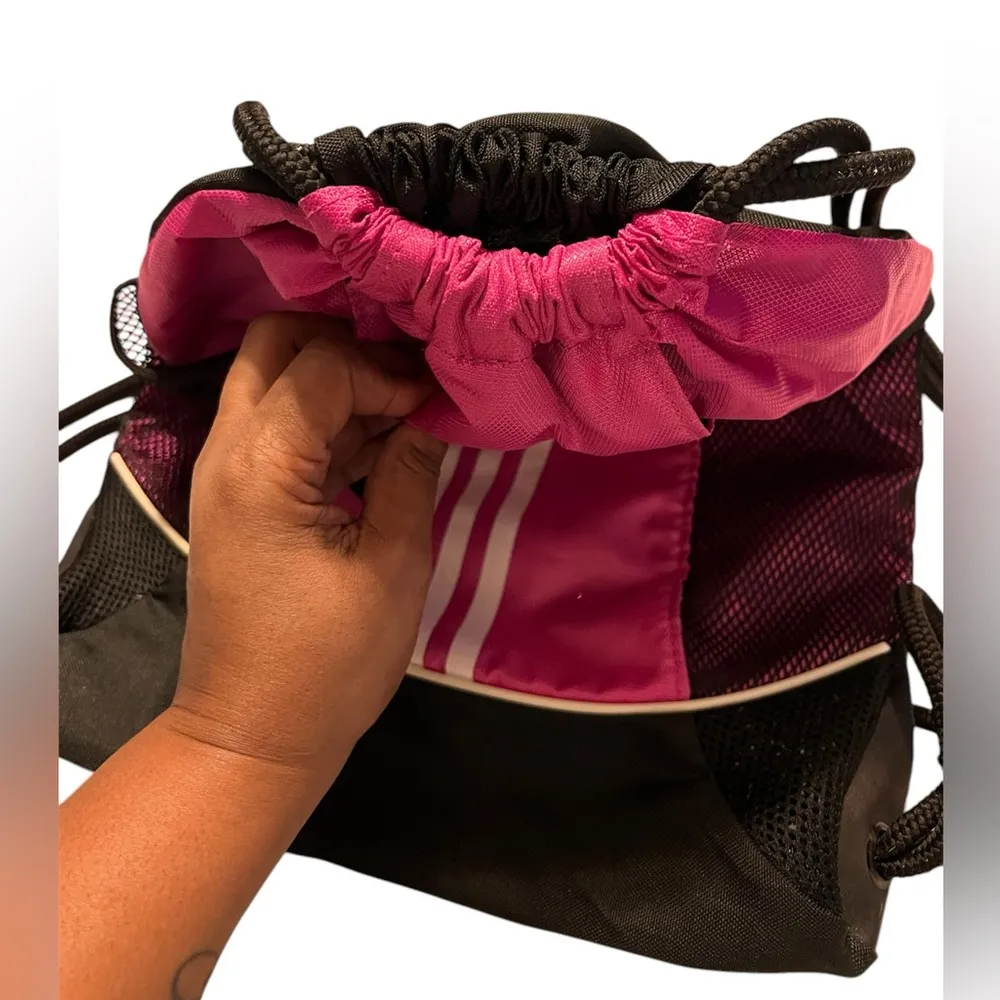 Adidas  Pink/Black Lightweight Drawstring Backpack/ Bookbag - Image 2