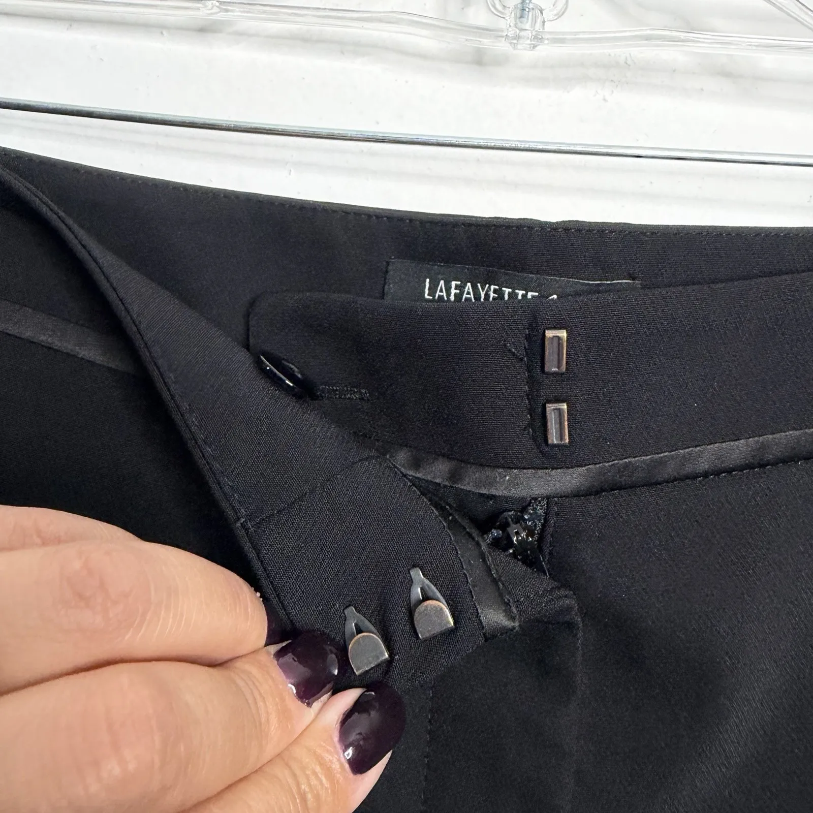 Lafayette 148 Manhattan Dress Pants Black Size 14 Step Hem Workwear Contemporary - Image 8