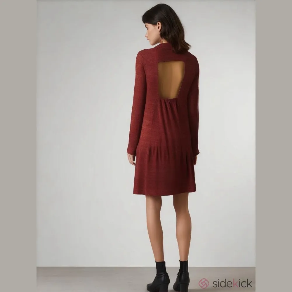LUSH Women's Dress Long Sleeve Open Back Wine Stretch - Image 2