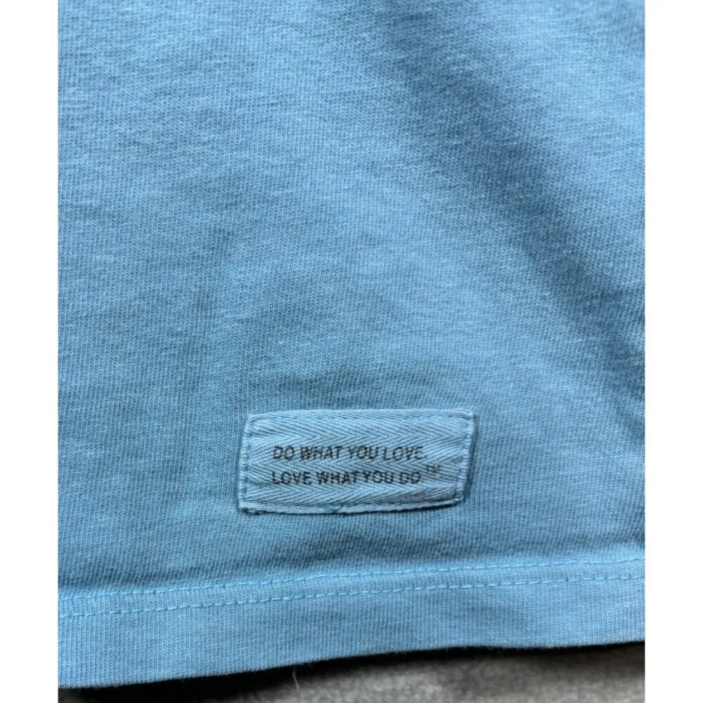 Life Is‎ Good Womens Blue T-Shirt "I Like It Here" Graphic Adirondack Chair M - Image 3