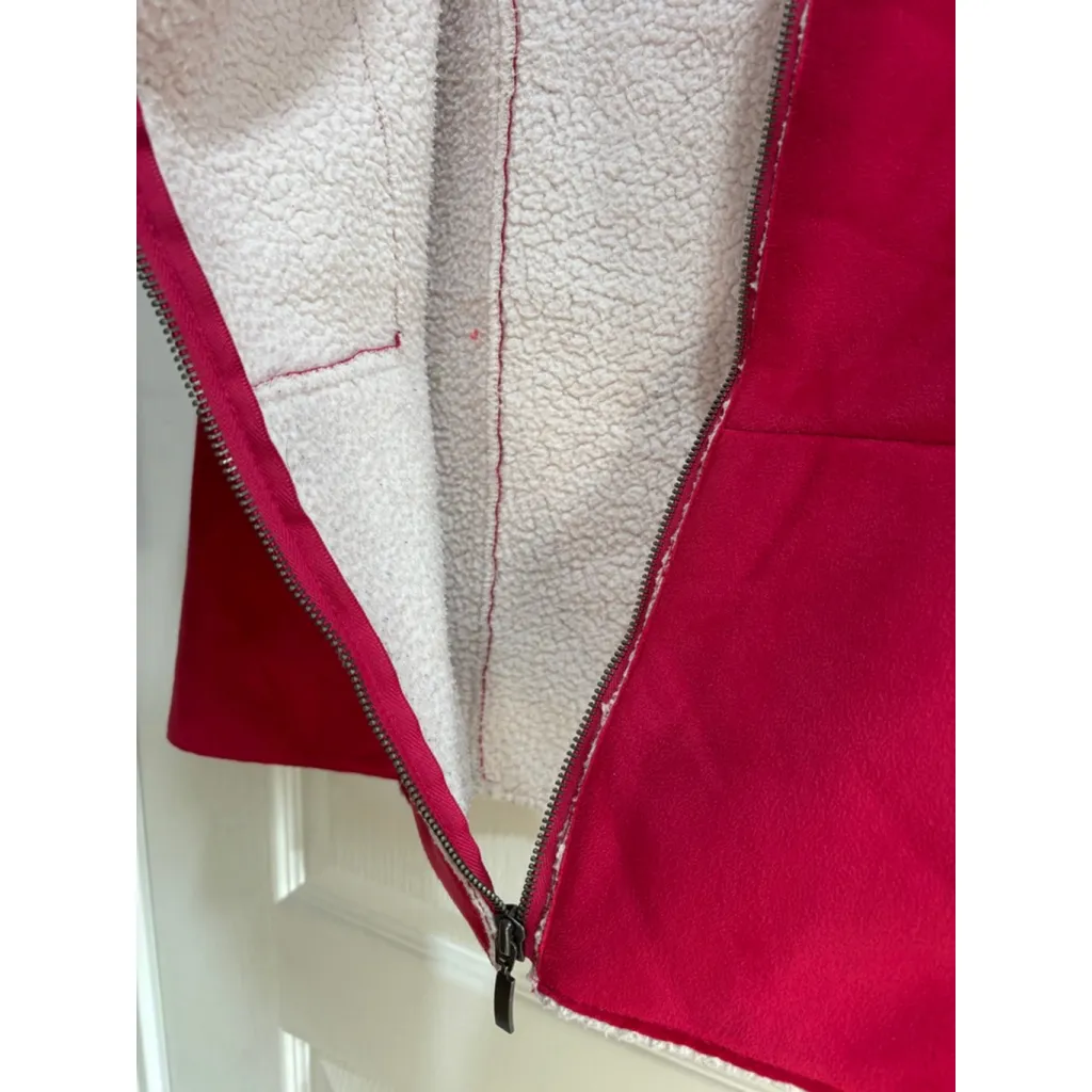 Chico's Pink Faux Suede Sherpa Lined Vest Full Zip US Size 12, Chicos Size 2 - Image 5