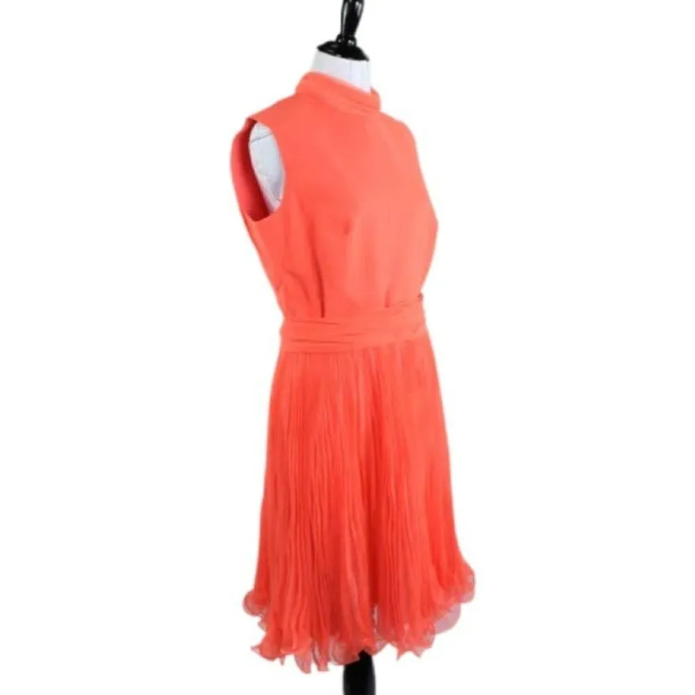 Vintage 1960s Coral Jack Bryan By Dupuis Dress with Pleated Skirt Medium Pink - Image 3