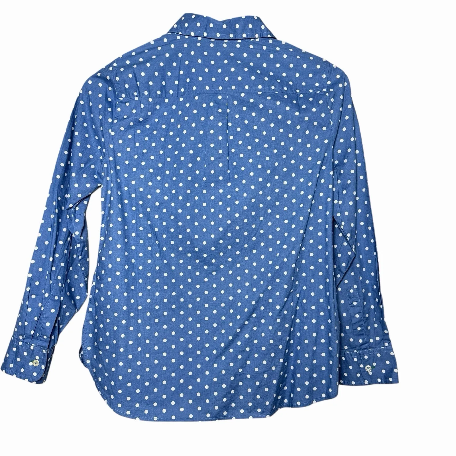 Talbots Womens Small Petite Blue White Polka Dot Top 100% Cotton Classic Preppy - Image 3