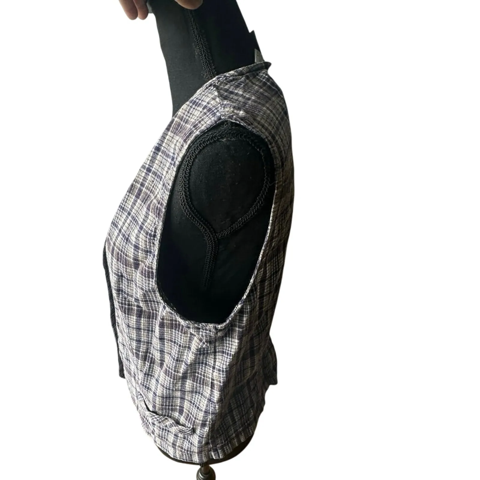 F.T. Studio Vintage 90s Linen Plaid Vest – Women’s Size M Size M - Image 3