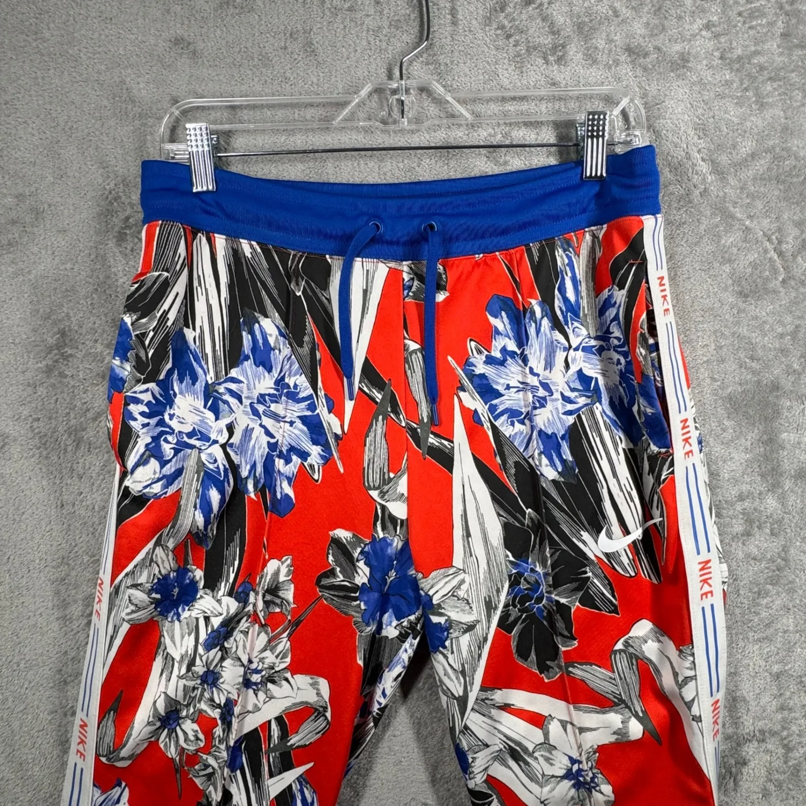 Nike Floral Track Pants M Red Blue Stripe Joggers Sportswear Athletic Retro - Image 4