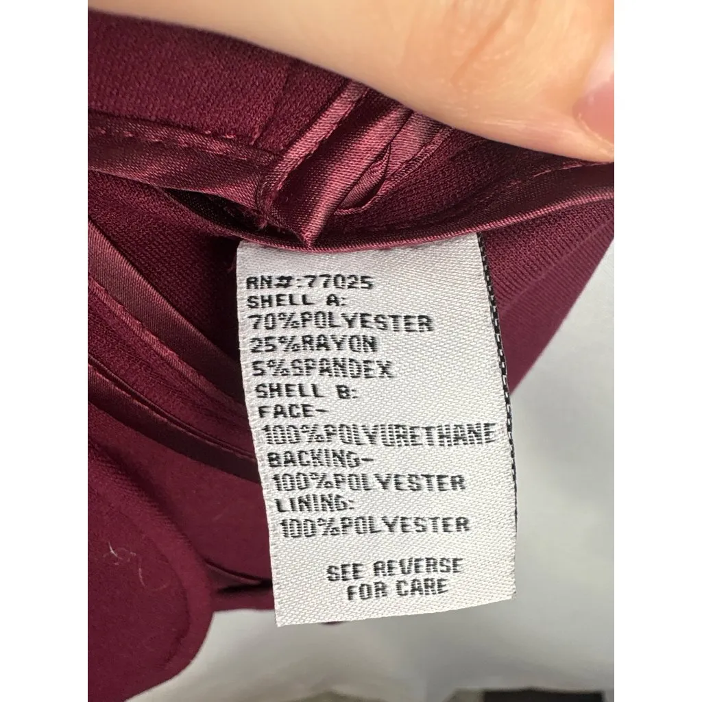 G By Giuliana Rancic Burgundy Blazer With Faux Leather Lapel & Pockets XXS Pol Black - Image 4