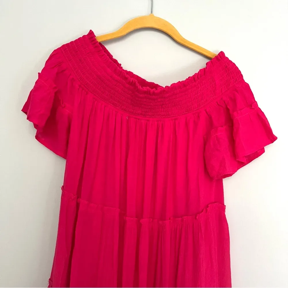 Jodifl Hot Pink Bohemian Flowy Off the Shoulder Maxi Dress Size M - Image 10