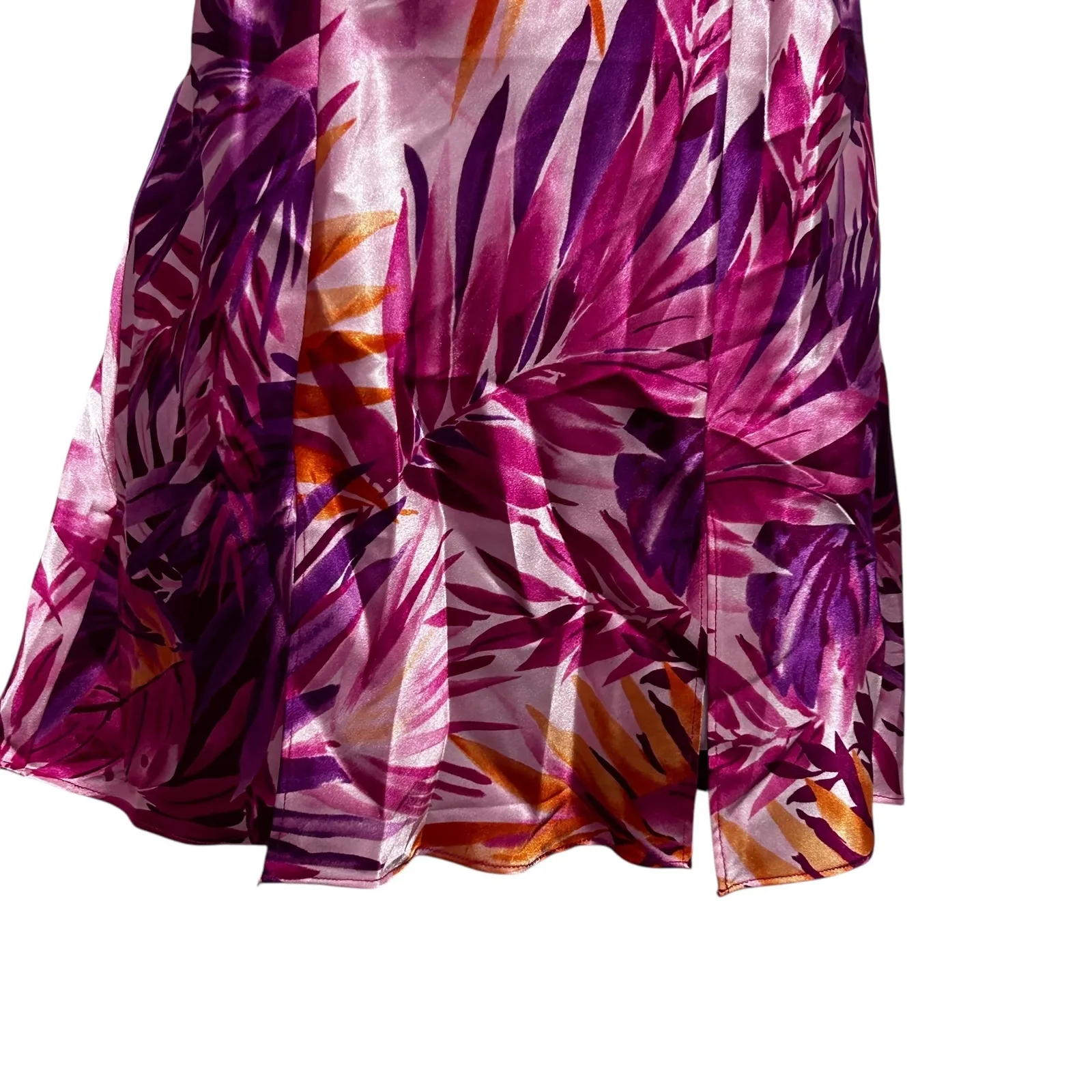 Y2K Fredericks Of Hollywood Womens Satin Cami Top M Pink Purple Tropical Print - Image 4