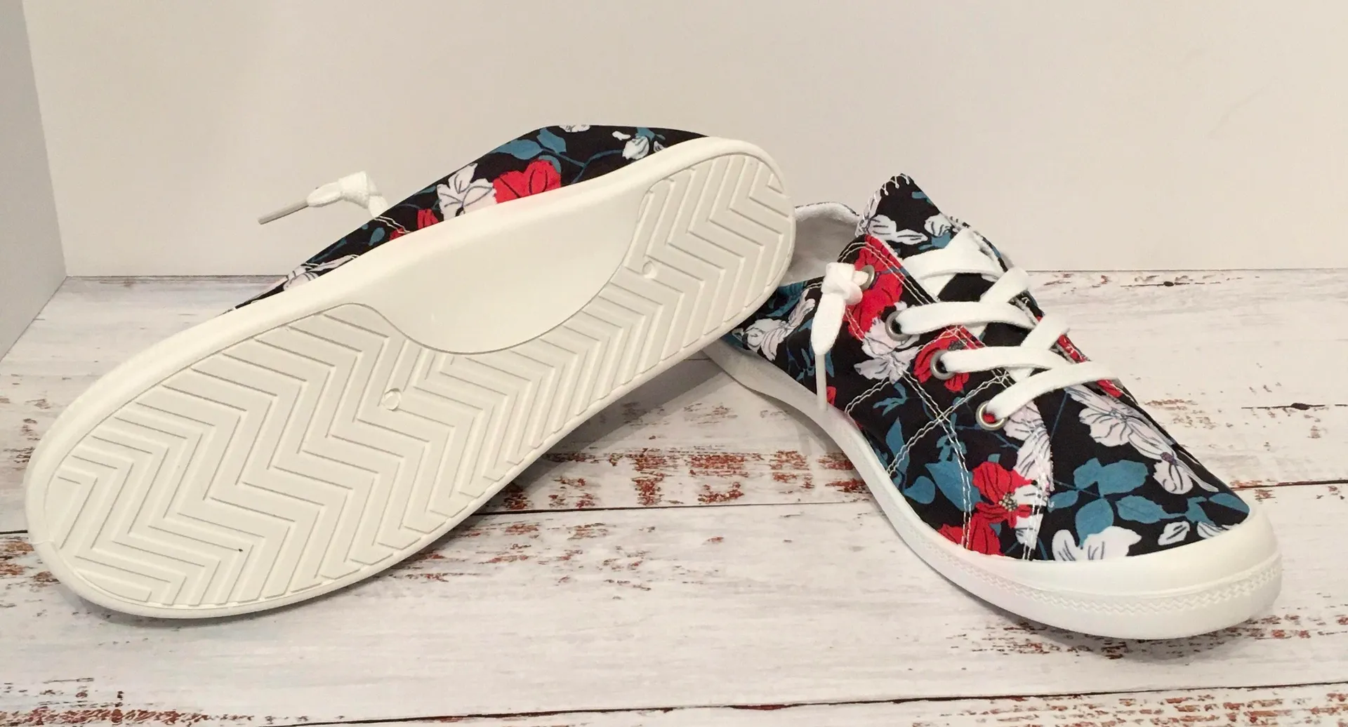 Floral Canvas Sneakers, Size 8 Multi - Image 5