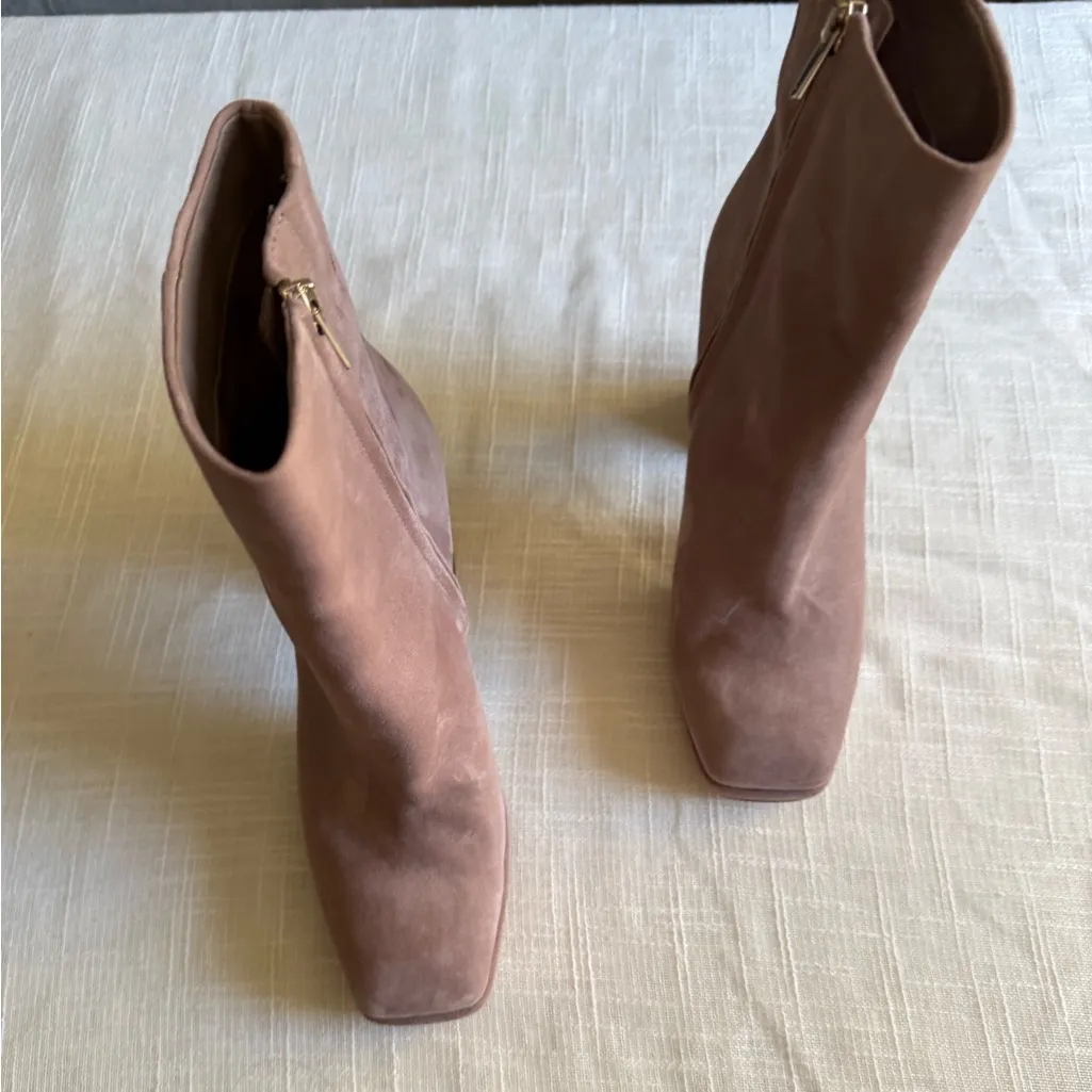 NEW SAM EDELMAN JAYE Sz 10M Women's Suede Mid Calf Ankle Boots Cashmere
Tan 4.5” - Image 9