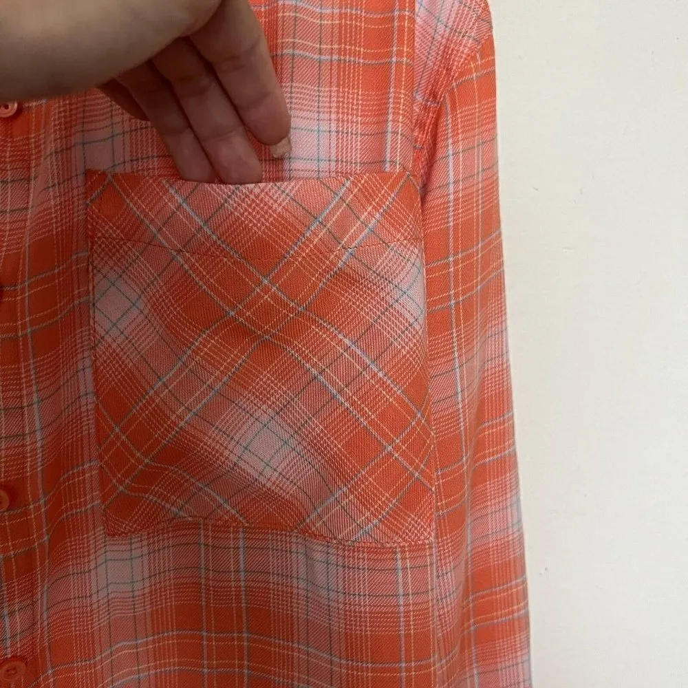 Abound button down camp shirt top SMALL long sleeve orange - Image 6