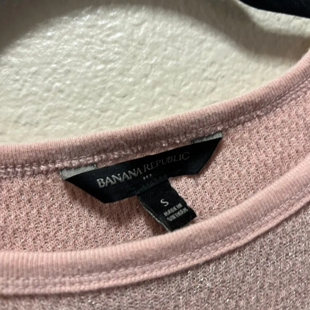 Banana Republic Pink Loose Knit Long Sleeve Lightweight Sweater Size Small - Image 3