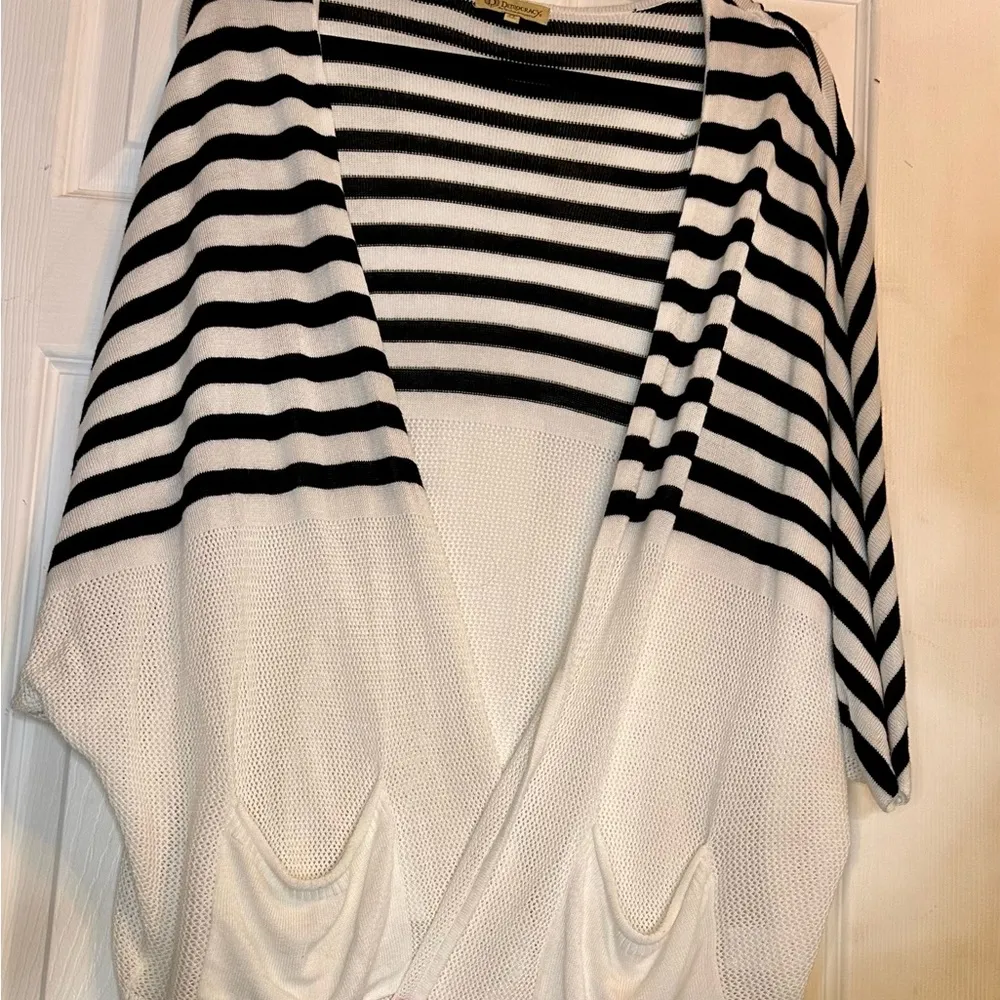 Democracy Black and White Cardigan with Striped Design - Image 2
