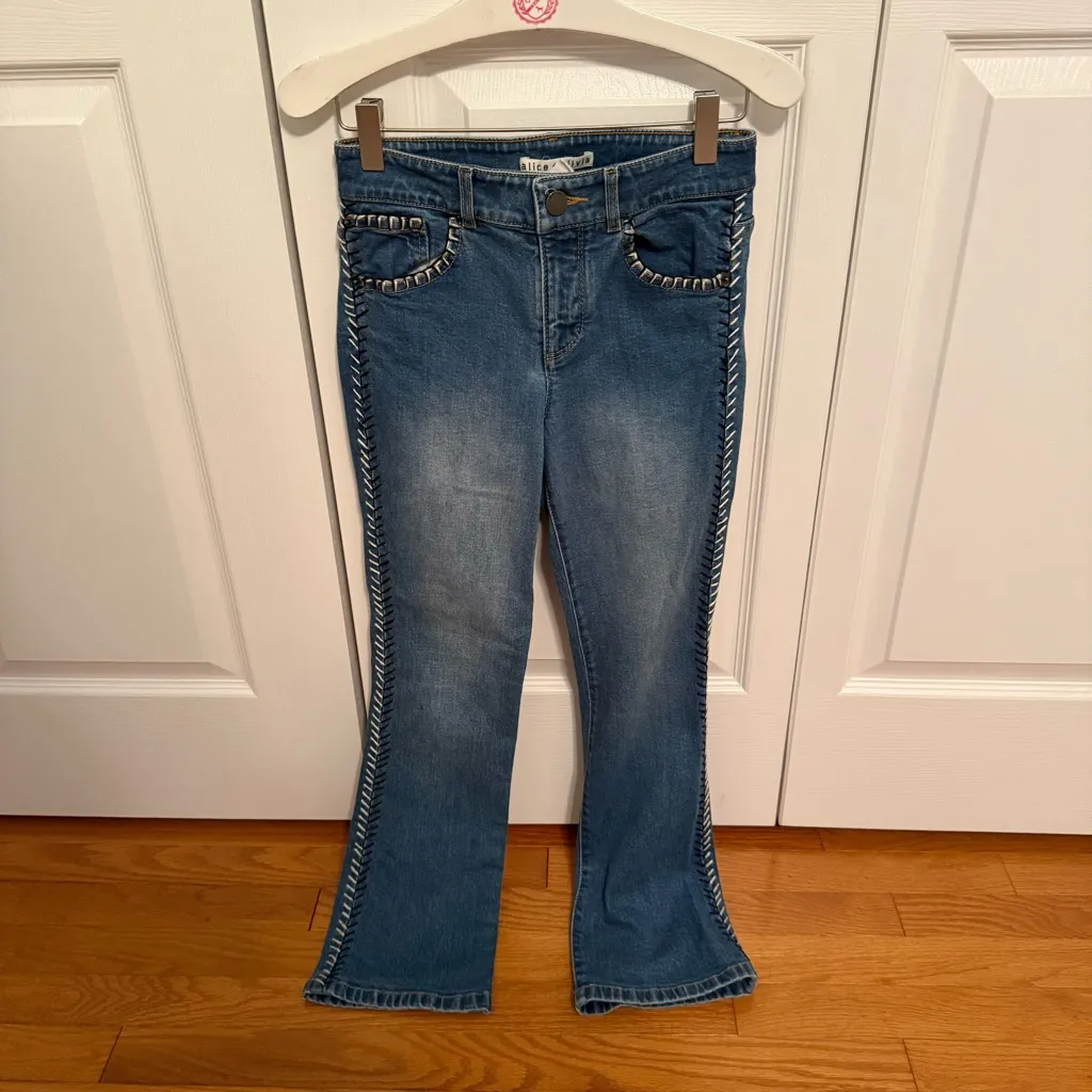 Alice and Olivia Bryce Cropped Whipstitch Jeans - Image 2