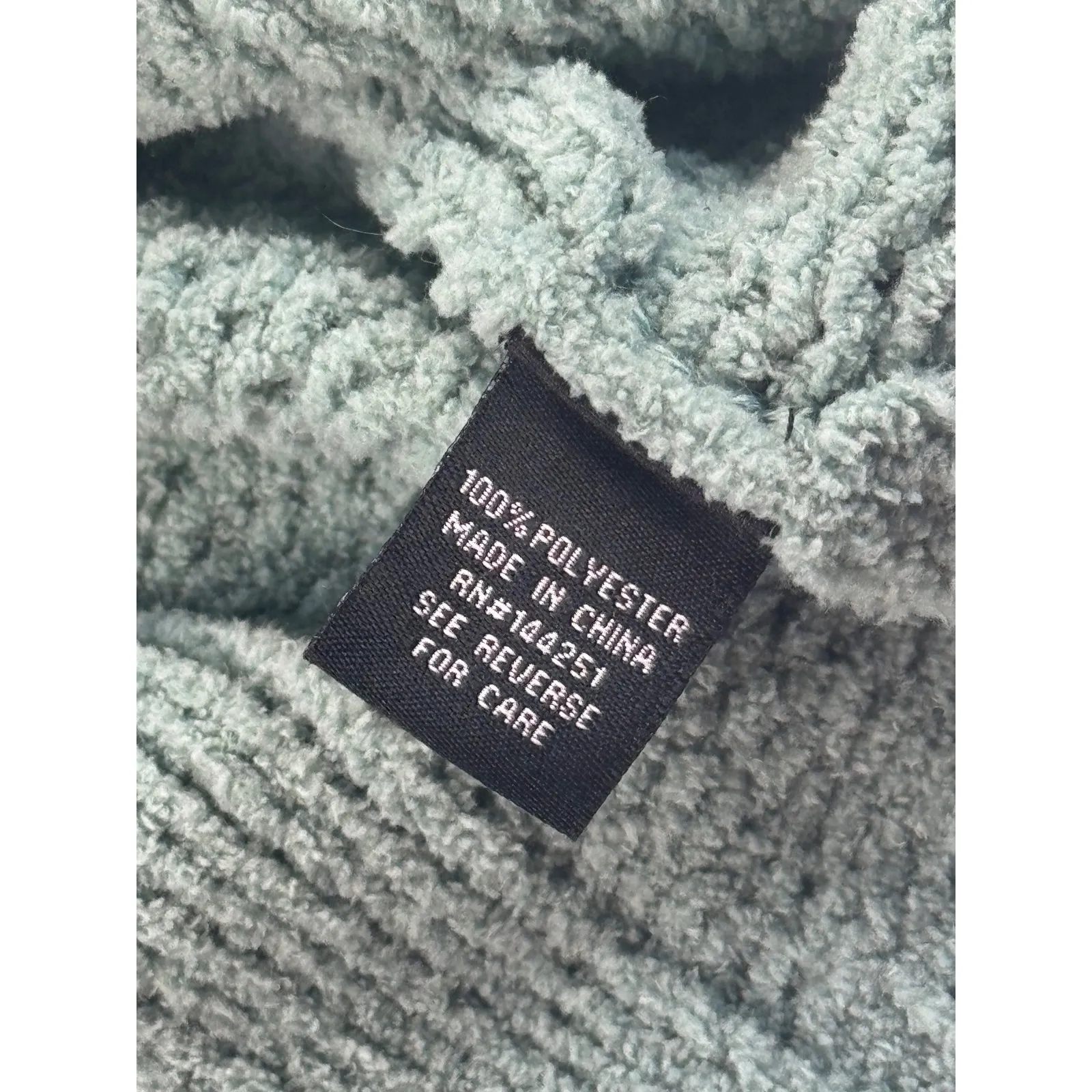 Moon & Madison Chunky Cable Knit Turtleneck Sweater Mint Green XS Bell Sleeve - Image 5