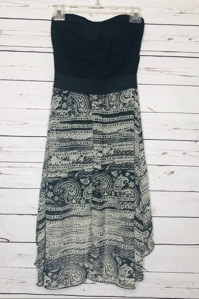 Black & White Aztec Tribal Pattern Strapless High Low Dress Size Medium - Image 4