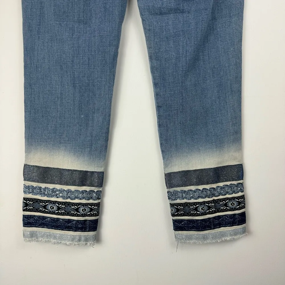 Laurie Felt Classic Stiletto Decorated Hem Jeans Sz 6 Embroidered Boho Blue - Image 9