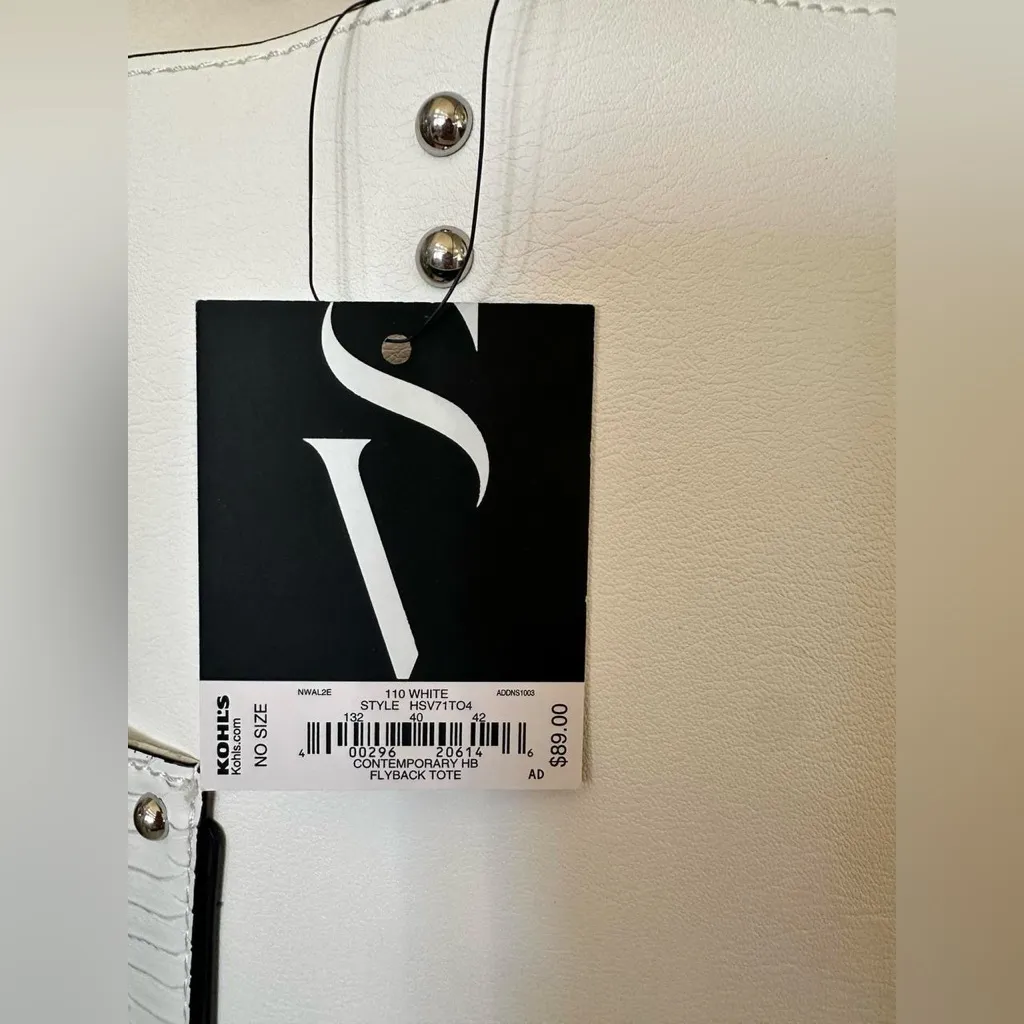 Simply Vera Vera Wang white faux leather tote bag with snakeskin-detail NWT - Image 6