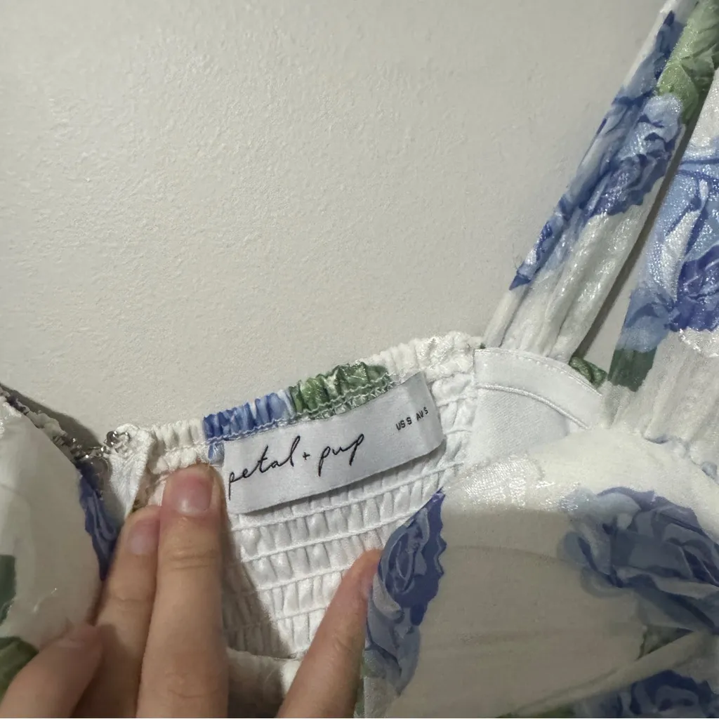 PETAL & PUP FLORET MIDI DRESS - BLUE Size Small - Image 3