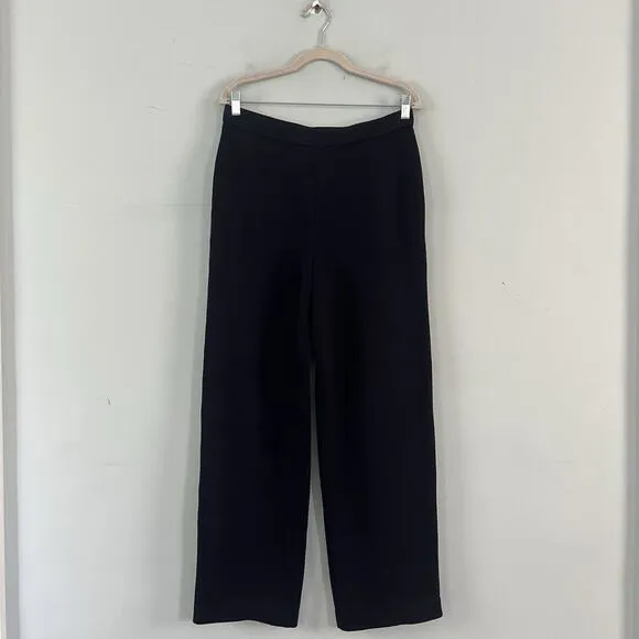 St. John Caviar Santana Knit Pants Navy Blue Pull On Straight Leg Designer 10 - Image 2
